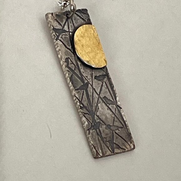 Necklace Pendant Sterling Silver Bird Sun 18" Chain Handcrafted Andree Chenier - Picture 5 of 10